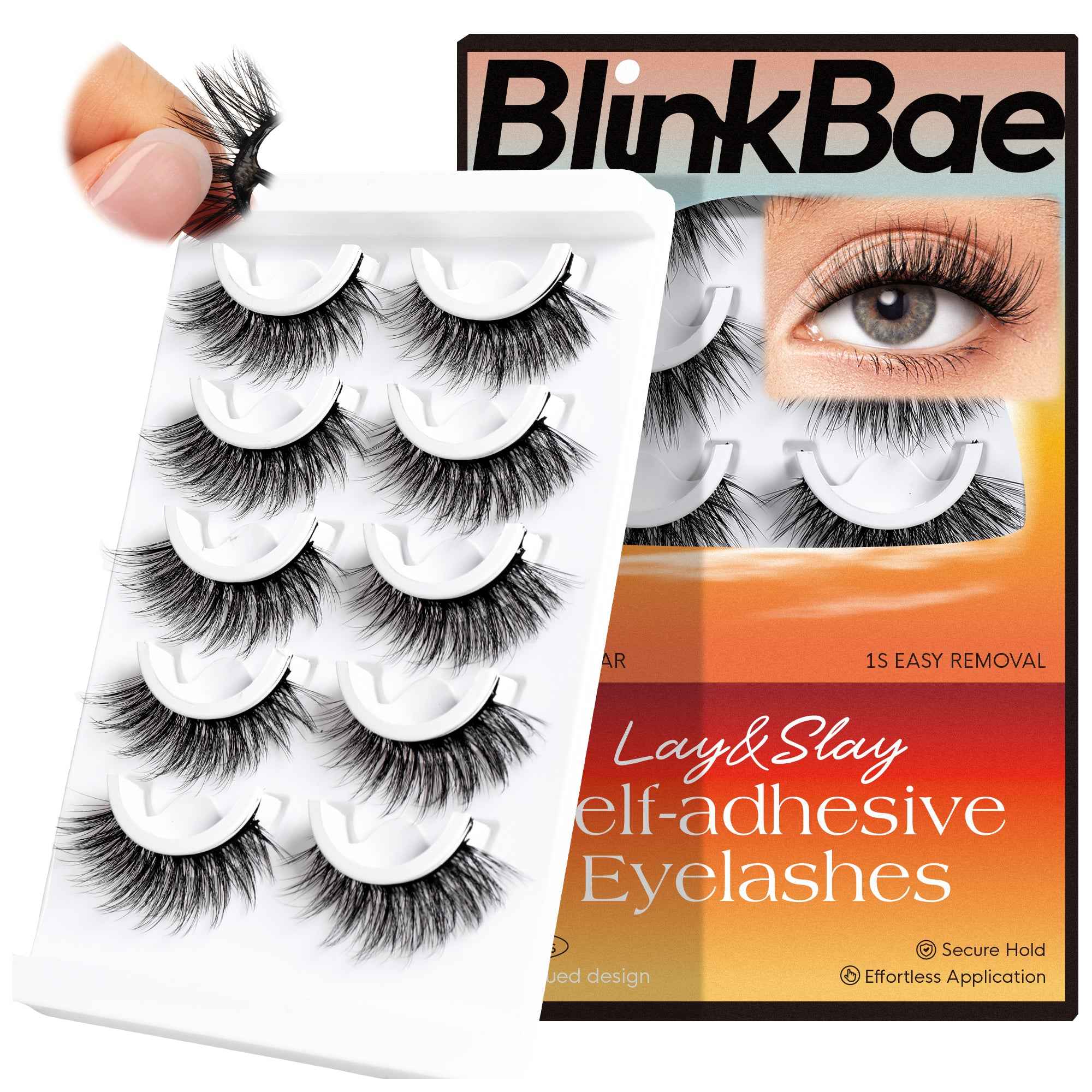 Blinkbae 5 Pairs Self-adhesive lashes Wispy style Press on False Eyelashes