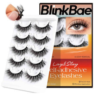 Blinkbae 5 Pairs Self-adhesive lashes Wispy style Press on False Eyelashes