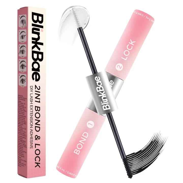 Blinkbae Waterproof Lash Bond and Seal, Lash Cluster Glue for Eyelash Clusters, Long-Lasting 72H Lash Adhesive, 2-in-1 DIY Home Use,
