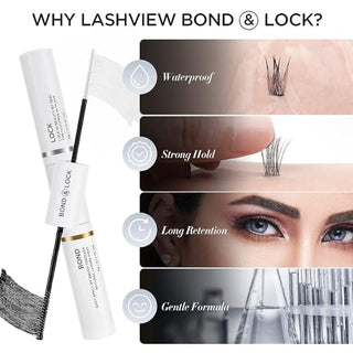 LASHVIEW Lash Extensions with bond & seal 168pcs D Curl Lash Clusters Natural Look Super Thin Band & Soft Lashes Reusable 9-16mm MIX(56D)