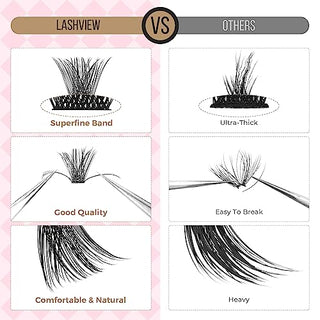 LASHVIEW Lash Extensions with bond & seal 168pcs D Curl Lash Clusters Natural Look Super Thin Band & Soft Lashes Reusable 9-16mm MIX(56D)