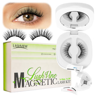 Lashview Soft Magnetic Eyelashes All-in-One Kit with Applicator Reusable Magnetic Lashes No Glue Needed Lashes Lightweight Suit for Natural Makeup