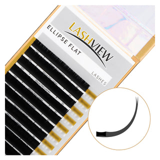 LASHVIEW 0.20 Thickiness Ellipse Flat Eyelash Extension Mixed Length Lash Extension Semi-Permanent Extremely Light & Soft Professional Use Lashes