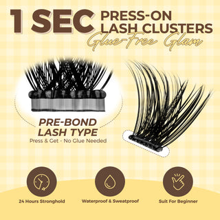 Lashview GLUE-FREE GLAM Self-adhesive Cluster Lash Extension Kit 10-16mm No glue needed Glue-free Cluster Lashes