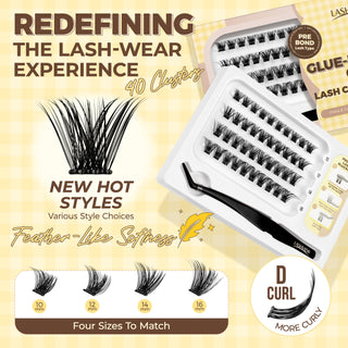 Lashview GLUE-FREE GLAM Self-adhesive Cluster Lash Extension Kit 10-16mm No glue needed Glue-free Cluster Lashes