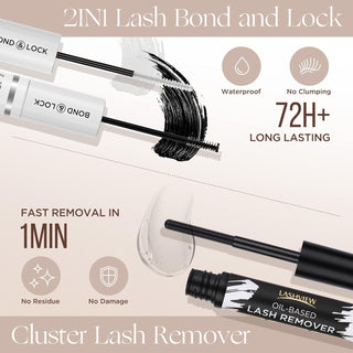 LASHVIEW Breeze DIY Volume Cluster Lash Extension Kit 144 Pcs Lash Clusters with Lash Bond and Seal, Cluster Lash Glue Remover and Lash Applicator for Self Use(703)