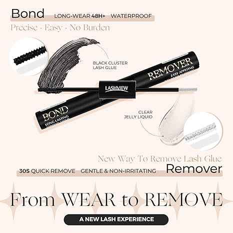 LASHVIEW 2 in 1 Lash Bond and Remover for DIY Cluster Lashes Lower irritation Cluster Adhesives 48h+ Lasting Time - Lashview Lashes