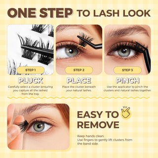 Lashview GLUE-FREE GLAM Self-adhesive Cluster Lash Extension Kit 10-16mm No glue needed Glue-free Cluster Lashes