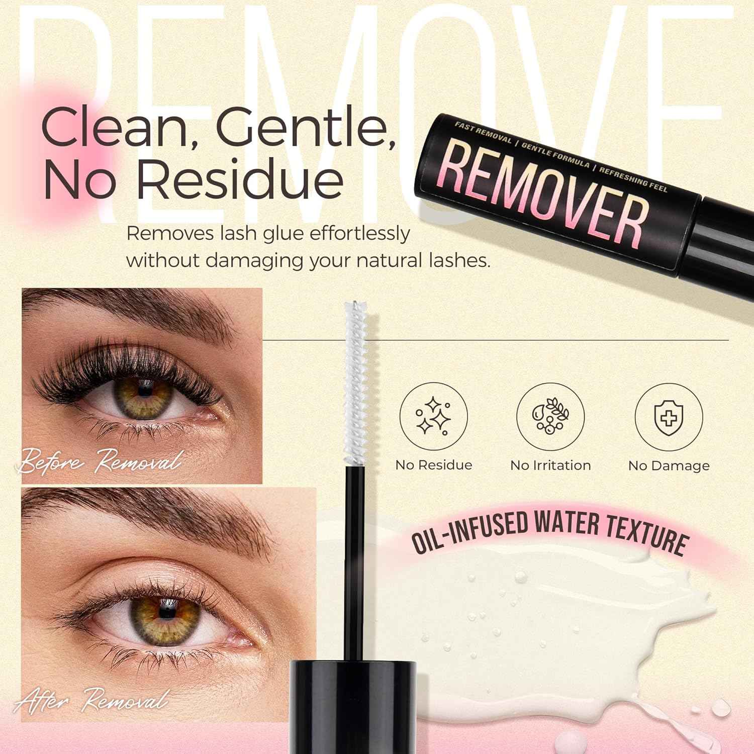 LASHVIEW Cluster Lash Remover&Lash Serum DIY Eyelash Extension Remover and Organic Castor Oil Eyelash Treatment and Conditioner Self Use at Home - Lashview Lashes