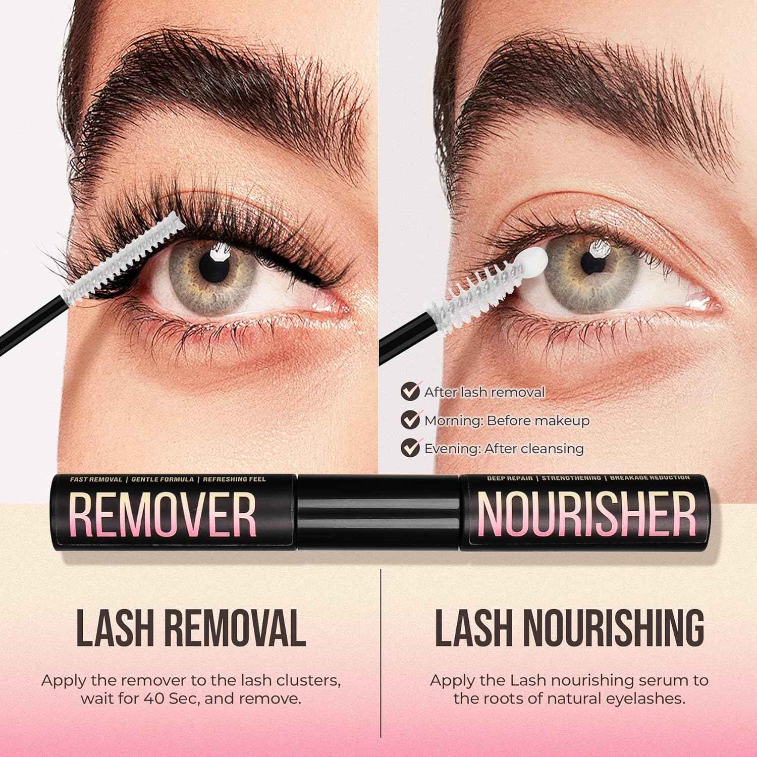 LASHVIEW Cluster Lash Remover&Lash Serum DIY Eyelash Extension Remover and Organic Castor Oil Eyelash Treatment and Conditioner Self Use at Home - Lashview Lashes